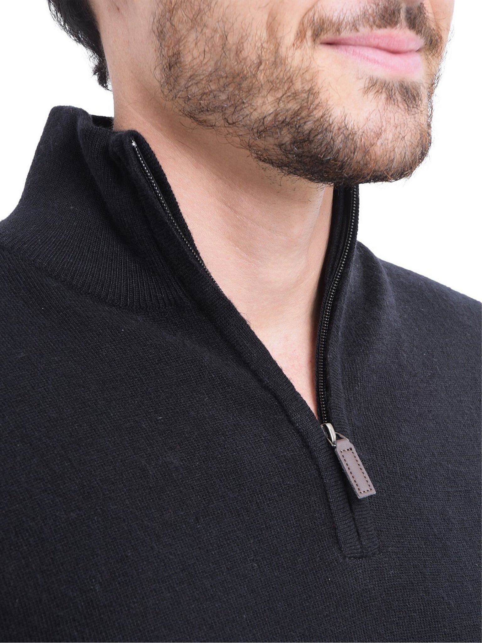 Maglia Mezza Zip Collo Alto - Nero