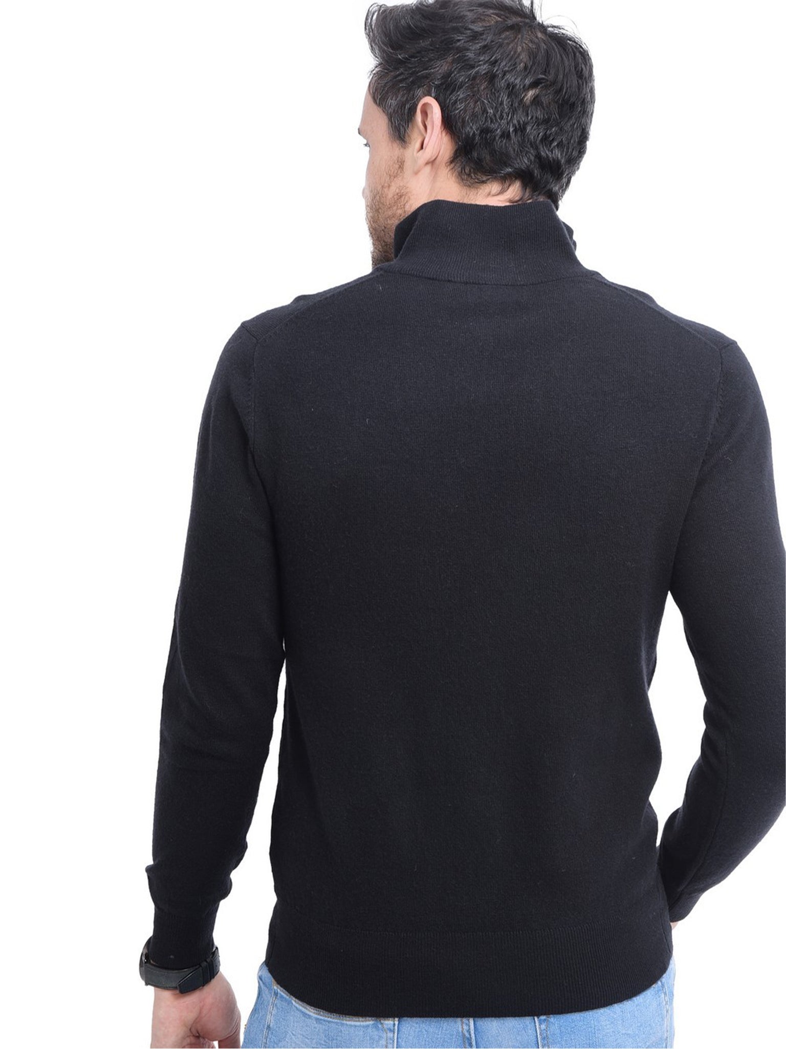 Maglia Mezza Zip Collo Alto - Nero