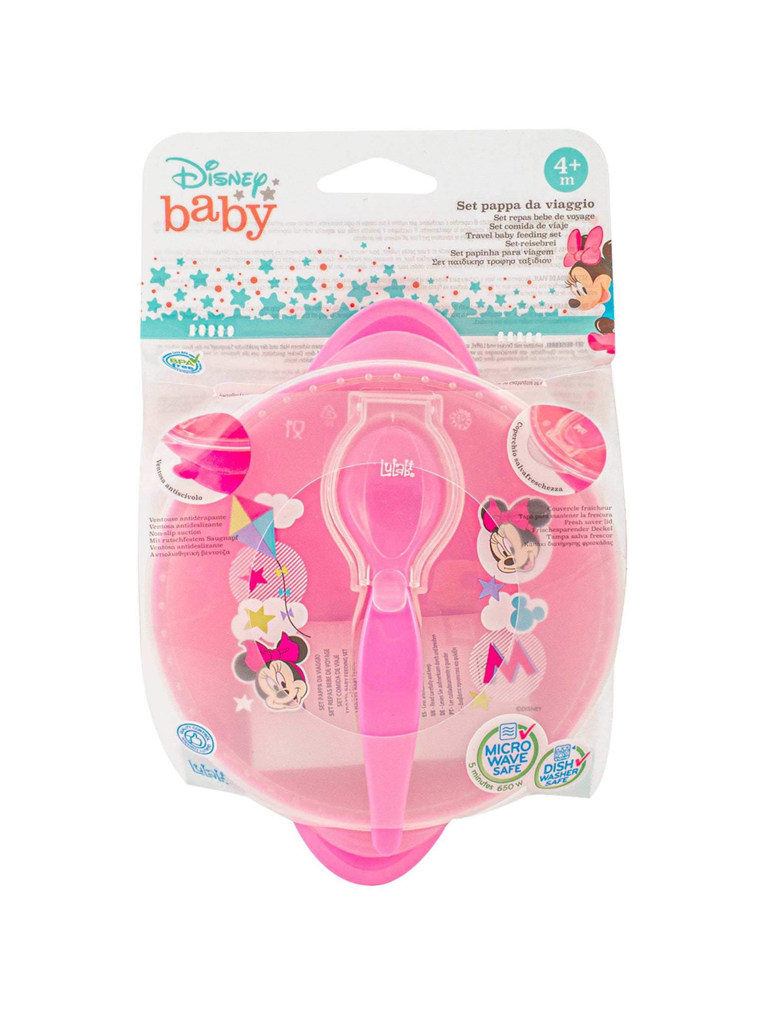 Minnie Simply Set 3 Pezzi Pappa Viaggio, Polipropilene