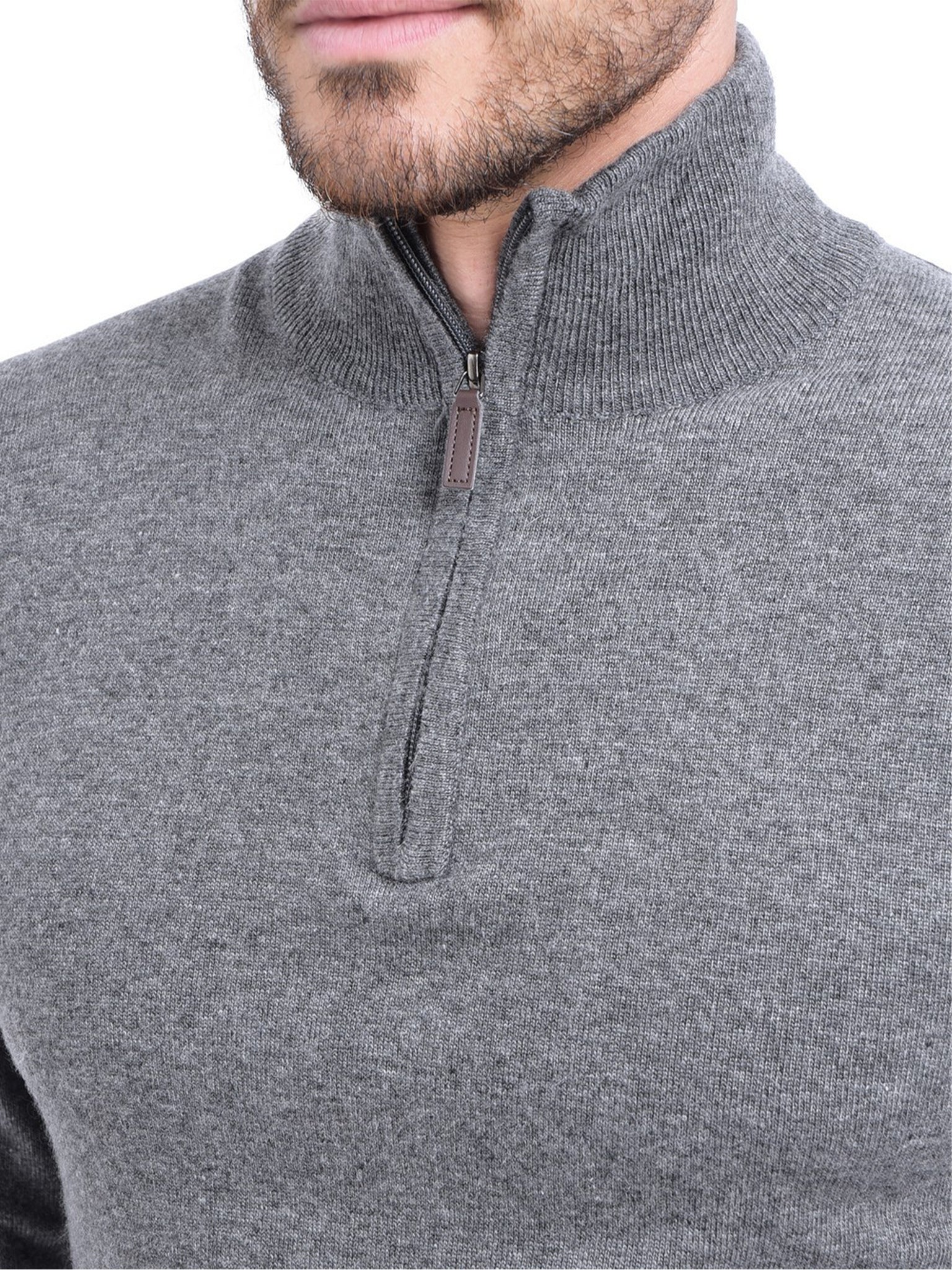 Maglia Mezza Zip Collo Alto - Grigio Scuro