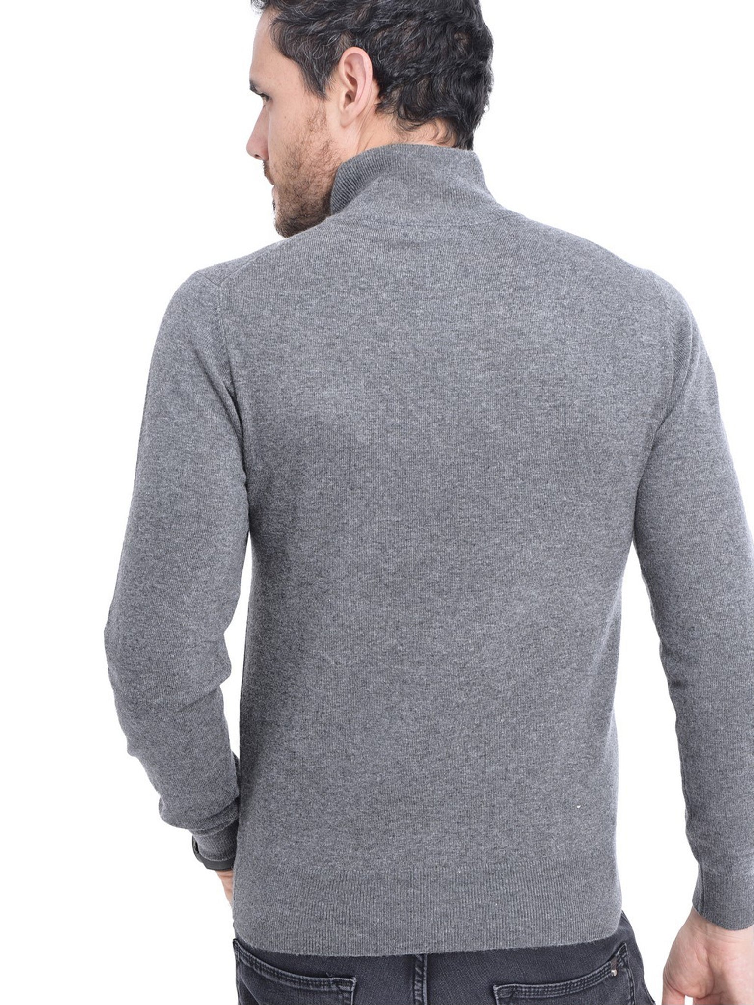 Maglia Mezza Zip Collo Alto - Grigio Scuro