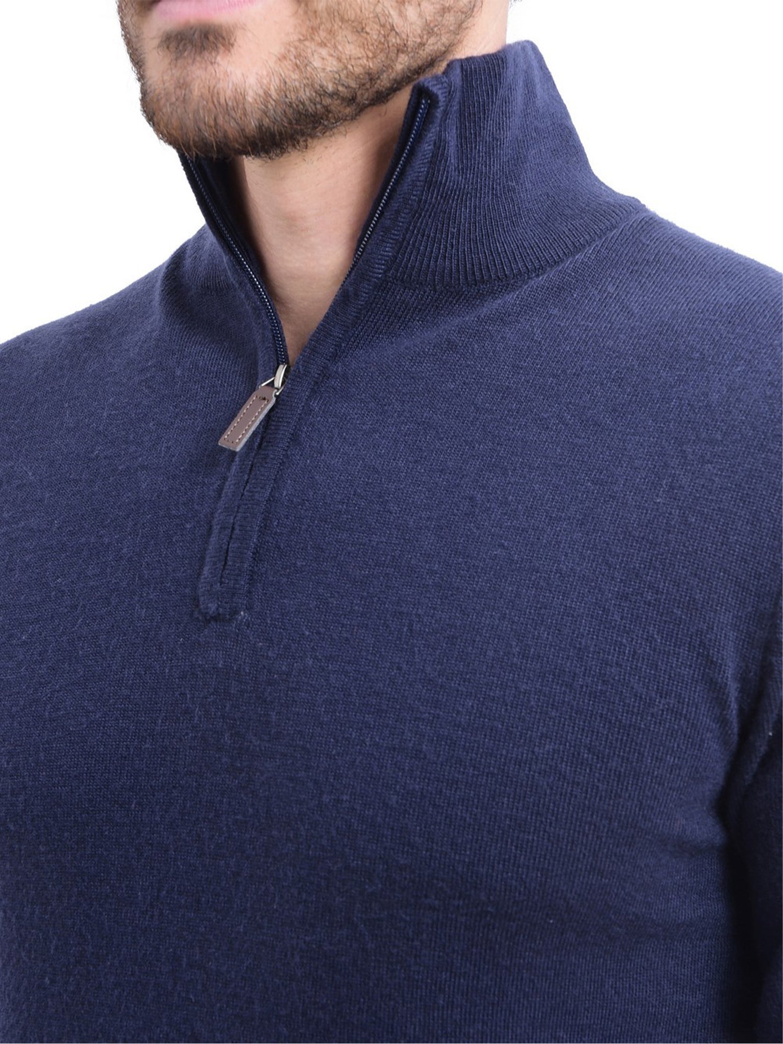 Maglia Mezza Zip Collo Alto - Blu Scuro