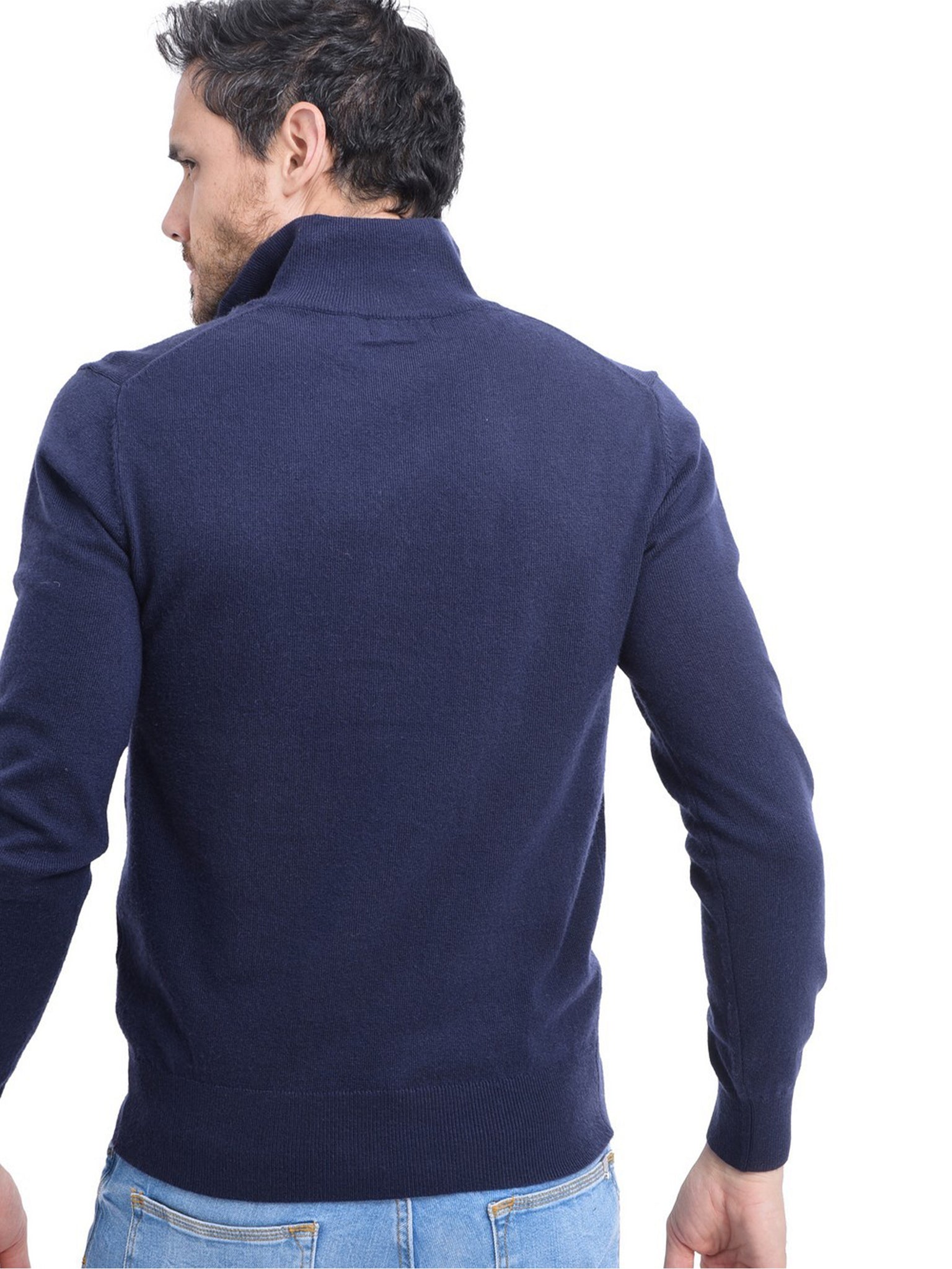 Maglia Mezza Zip Collo Alto - Blu Scuro