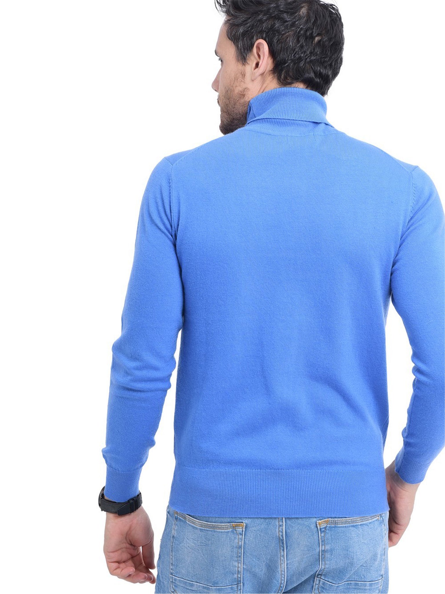 Maglia A Maniche Lunghe Con Collo Alto - Royal Blu