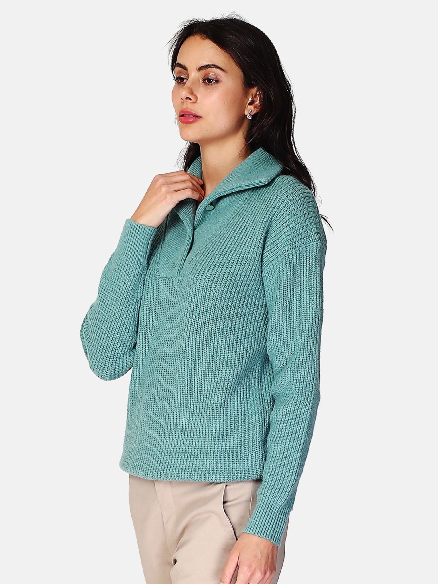 Maglia Con Collo Alto - Verde Giada