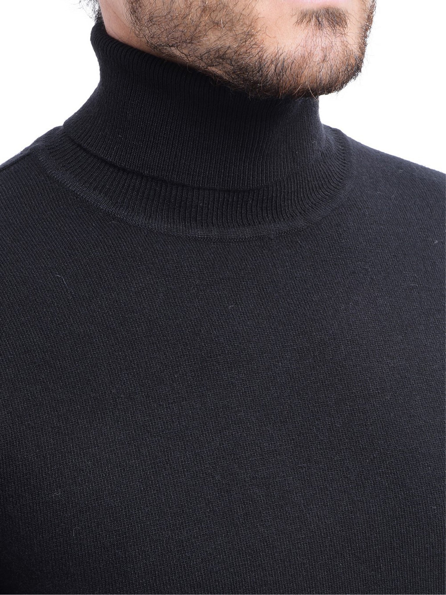 Maglia A Maniche Lunghe Con Collo Alto - Nero