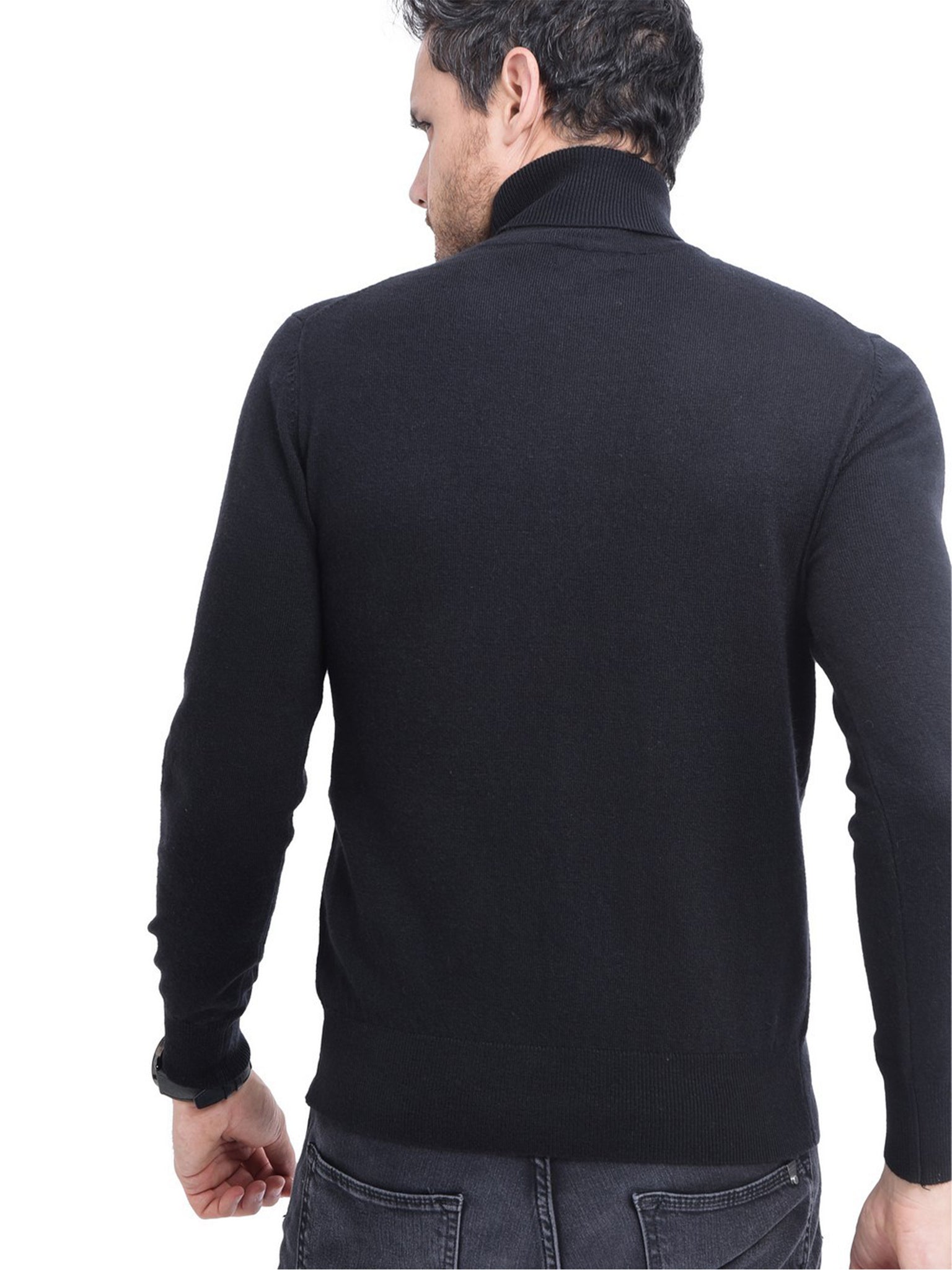 Maglia A Maniche Lunghe Con Collo Alto - Nero