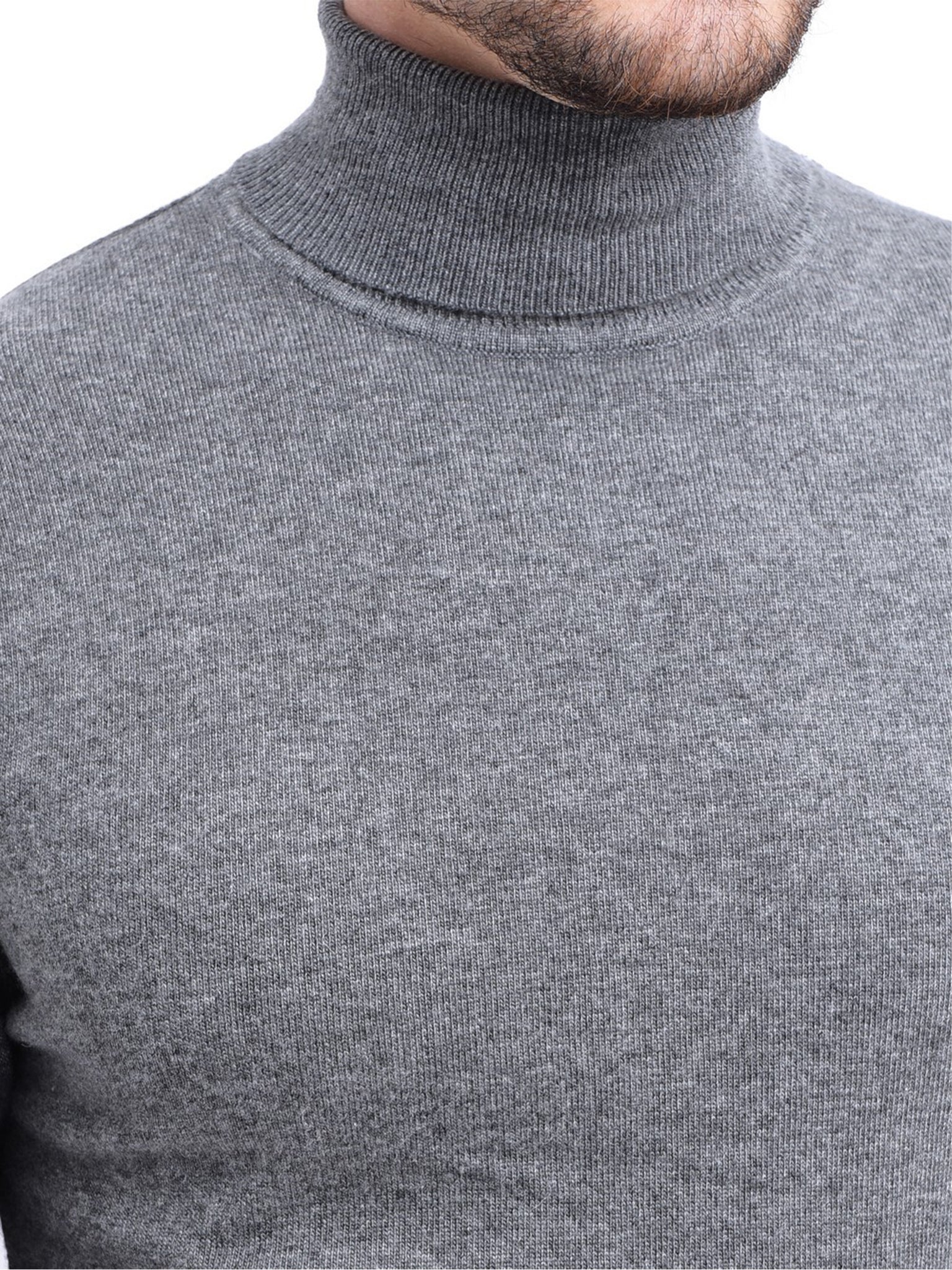 Maglia A Maniche Lunghe Con Collo Alto - Grigio Scuro