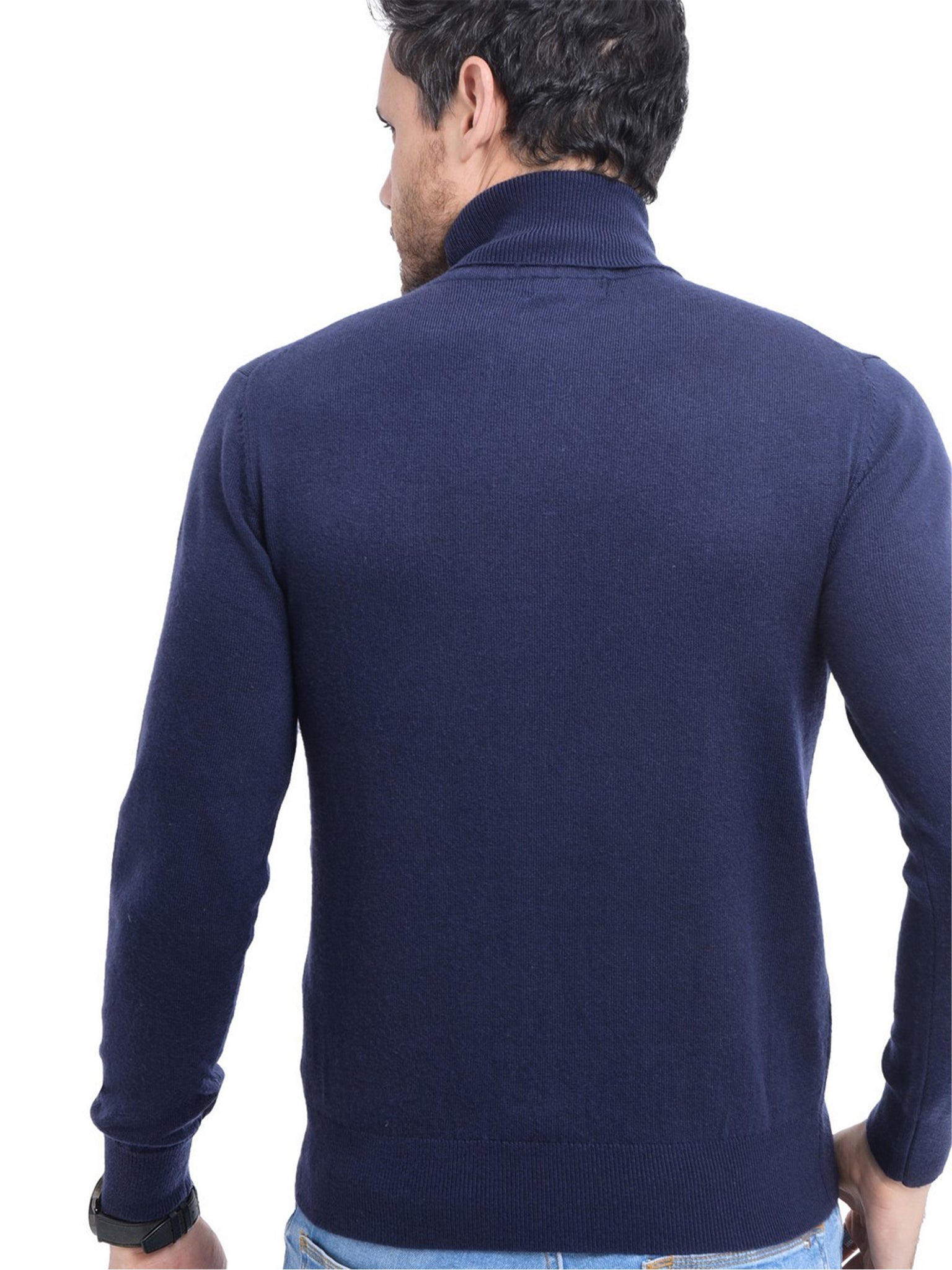 Maglia A Maniche Lunghe Con Collo Alto - Blu Scuro