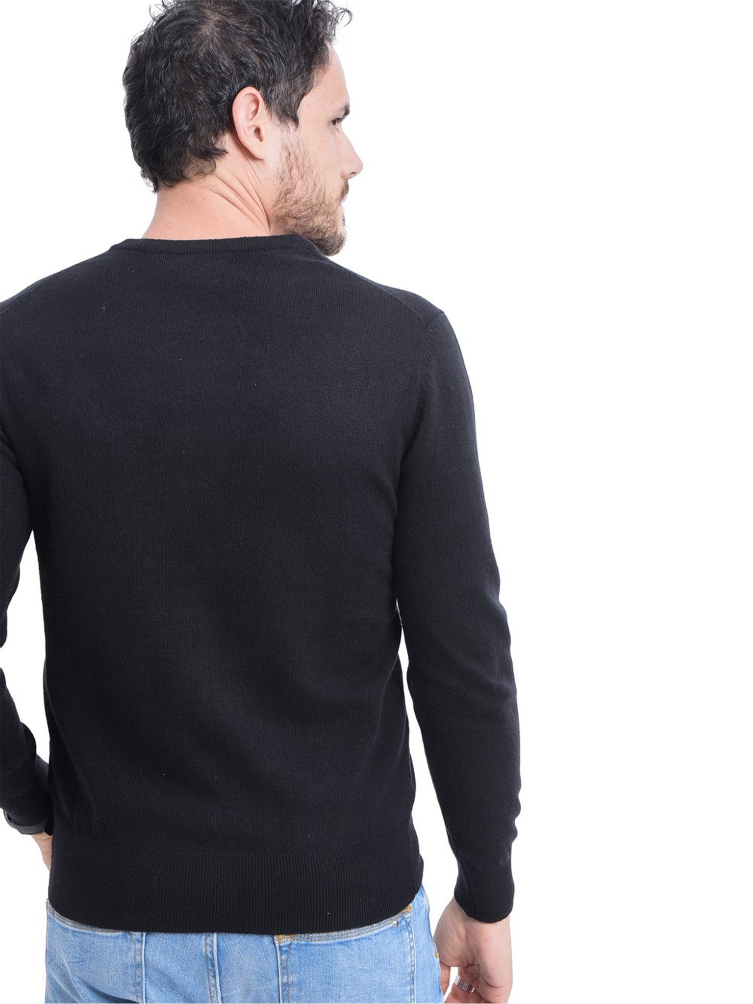 Maglia A Maniche Lunghe Con Scollo a V - Nero