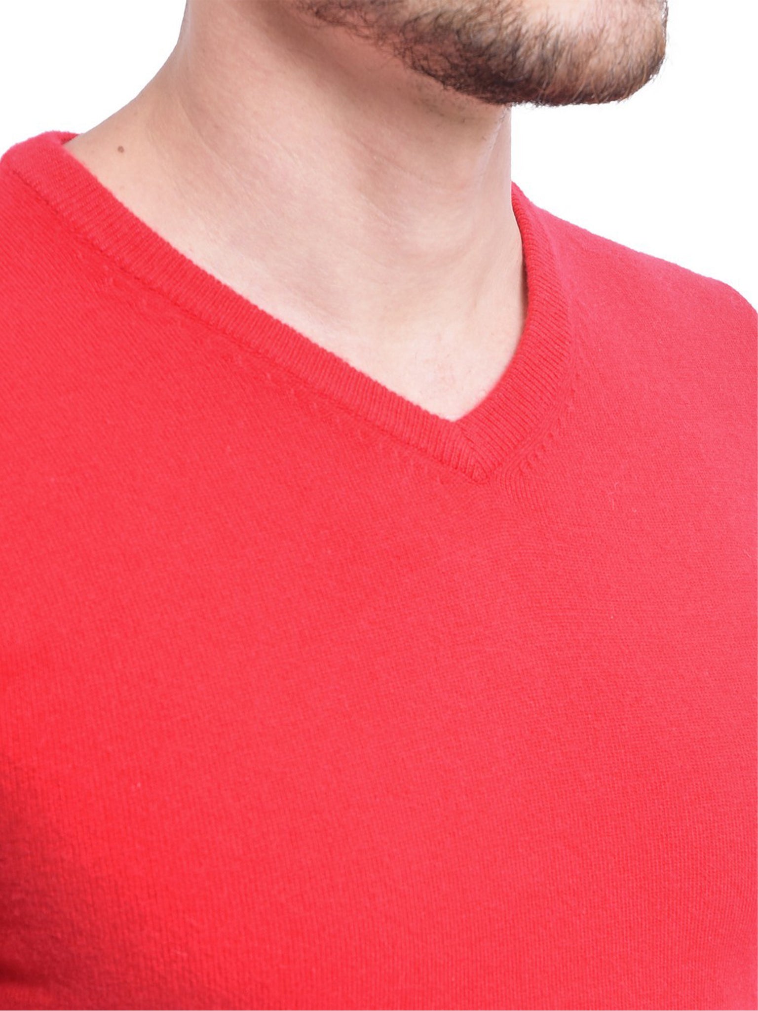 Maglia A Maniche Lunghe Con Scollo a V - Rosso Hermes