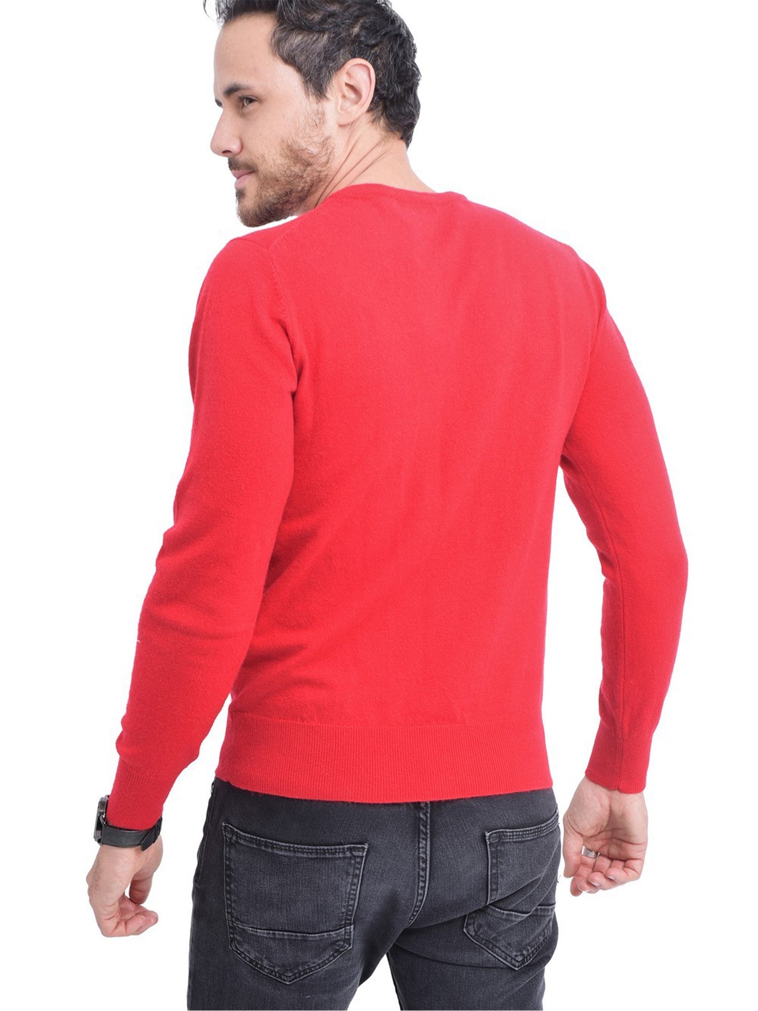 Maglia A Maniche Lunghe Con Scollo a V - Rosso Hermes