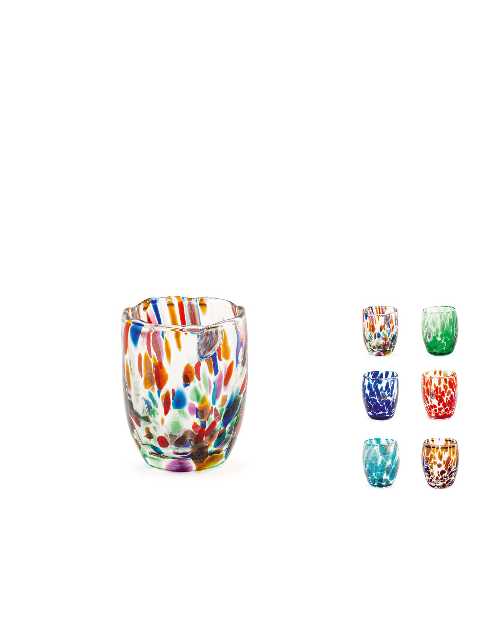 Set 6 Bicchieri Veneziano In Vetro Decorato Multicolore Cl 5