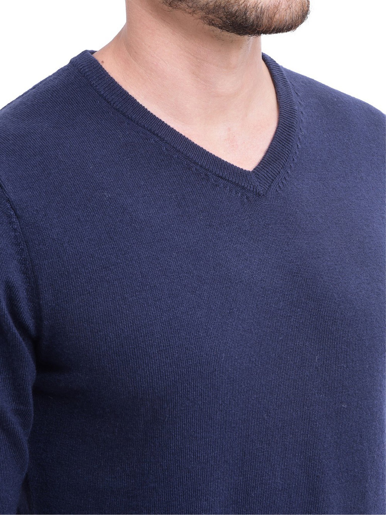 Maglia A Maniche Lunghe Con Scollo a V - Blu Scuro