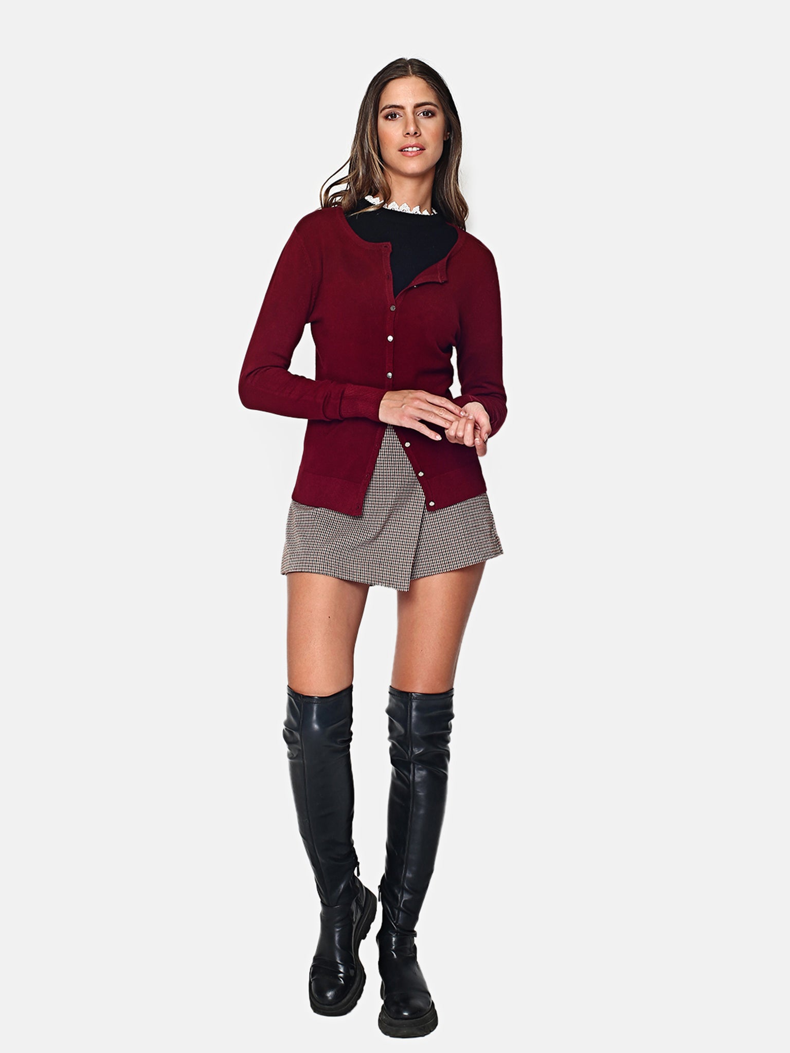 Cardigan Scollo a V - Rosso Vino