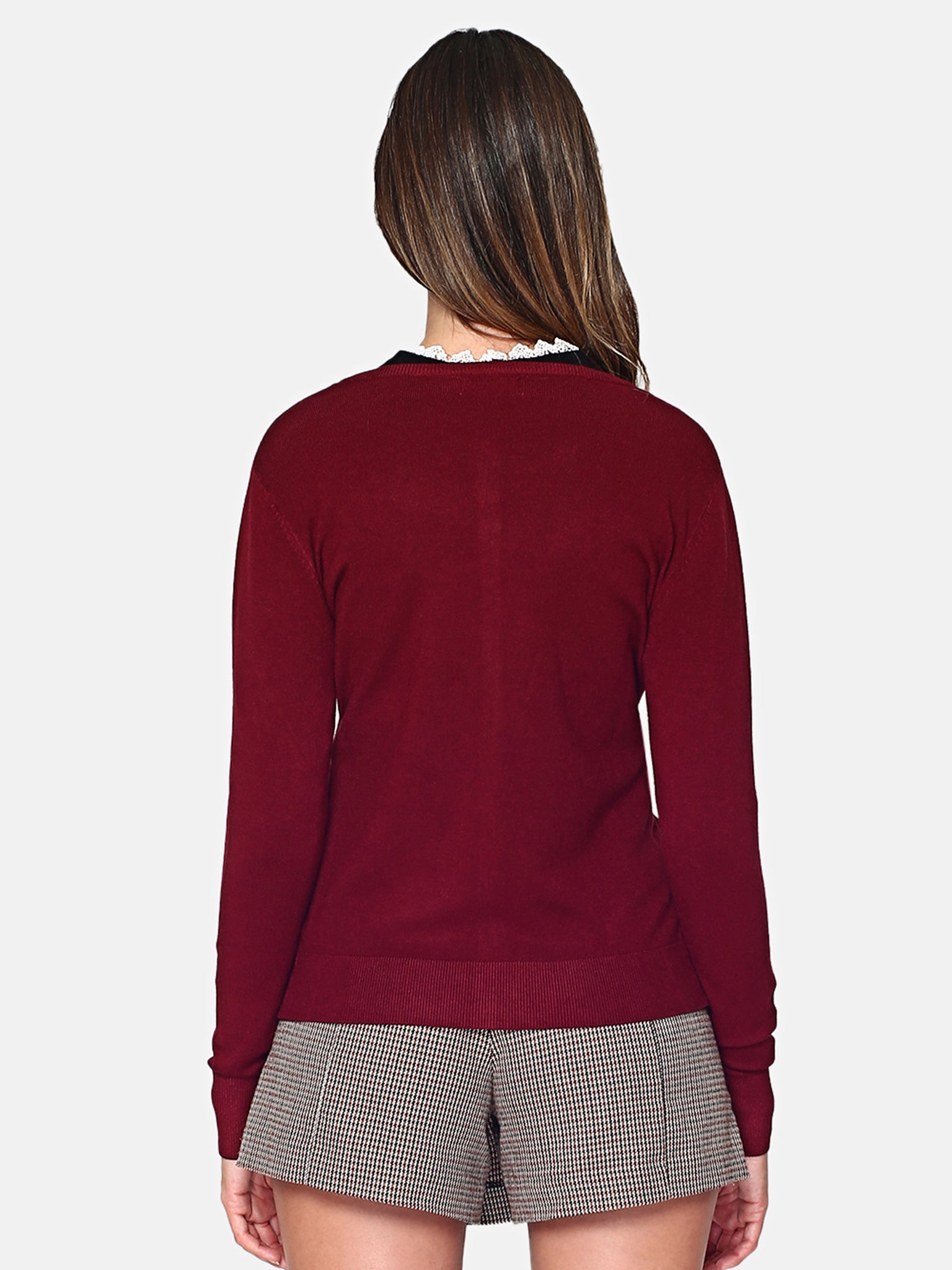 Cardigan Scollo a V - Rosso Vino