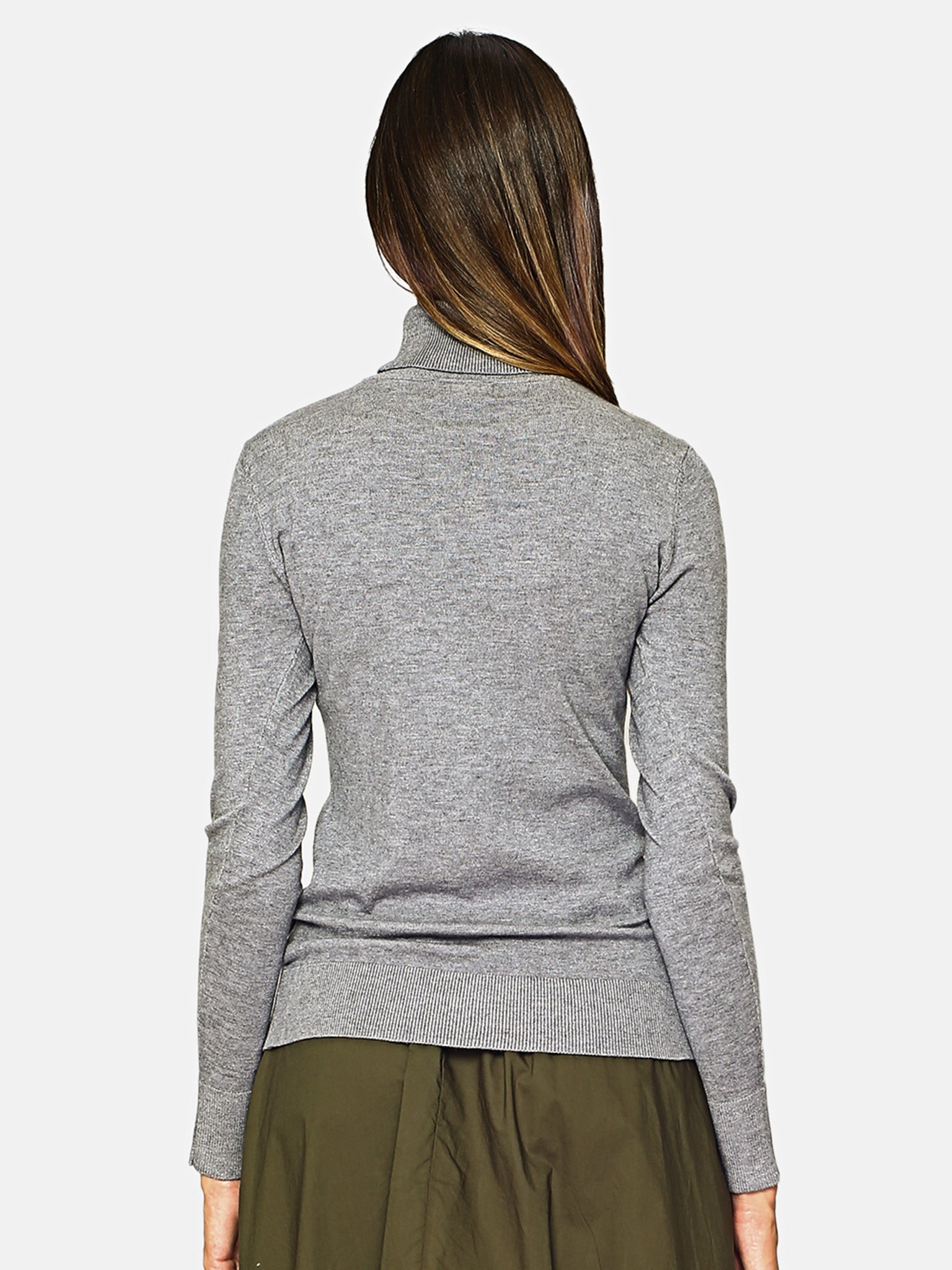 Maglia A Maniche Lunghe Con Collo Alto - Grigio