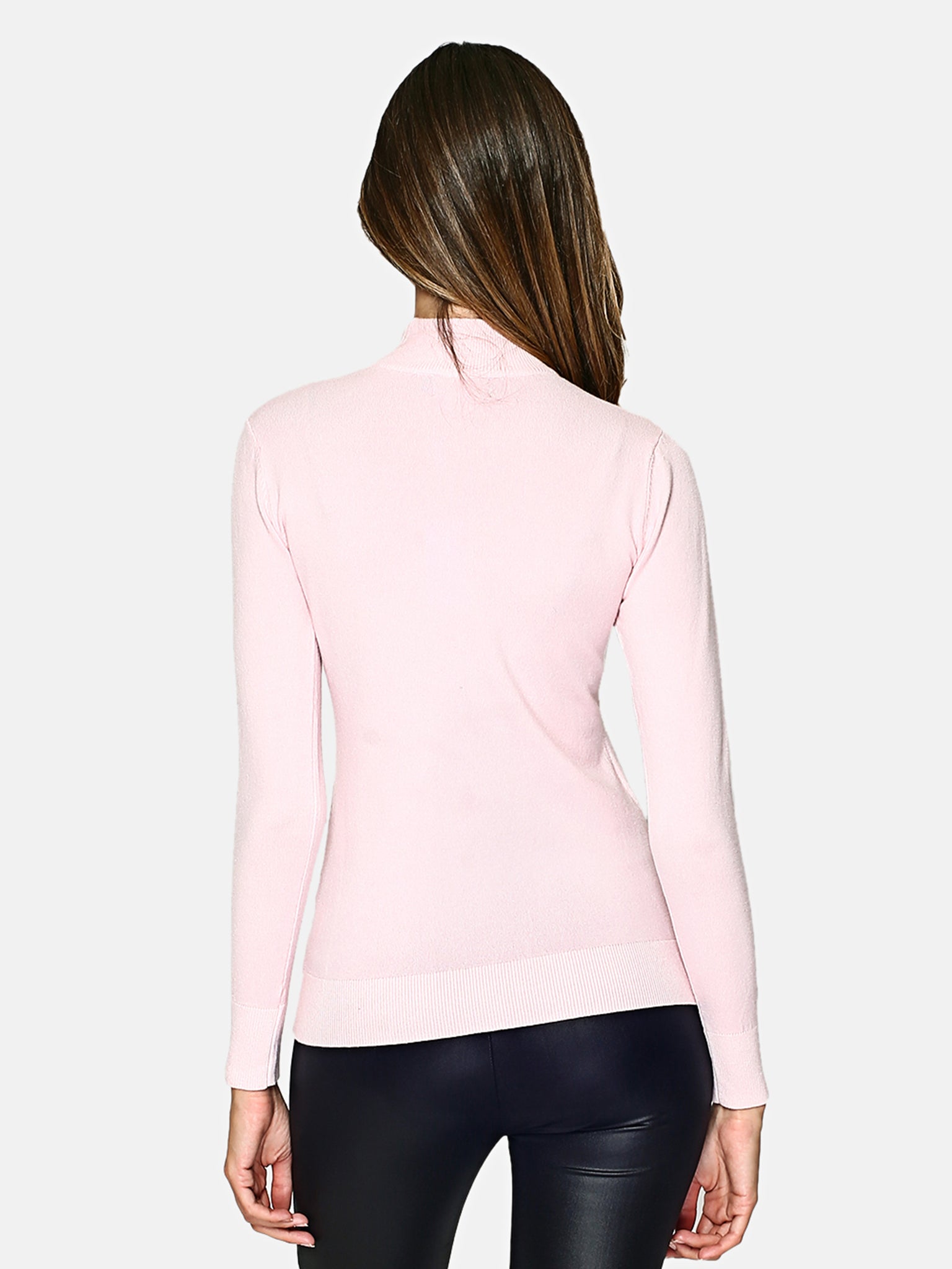 Maglia A Maniche Lunghe Con Collo Alto - Rosa