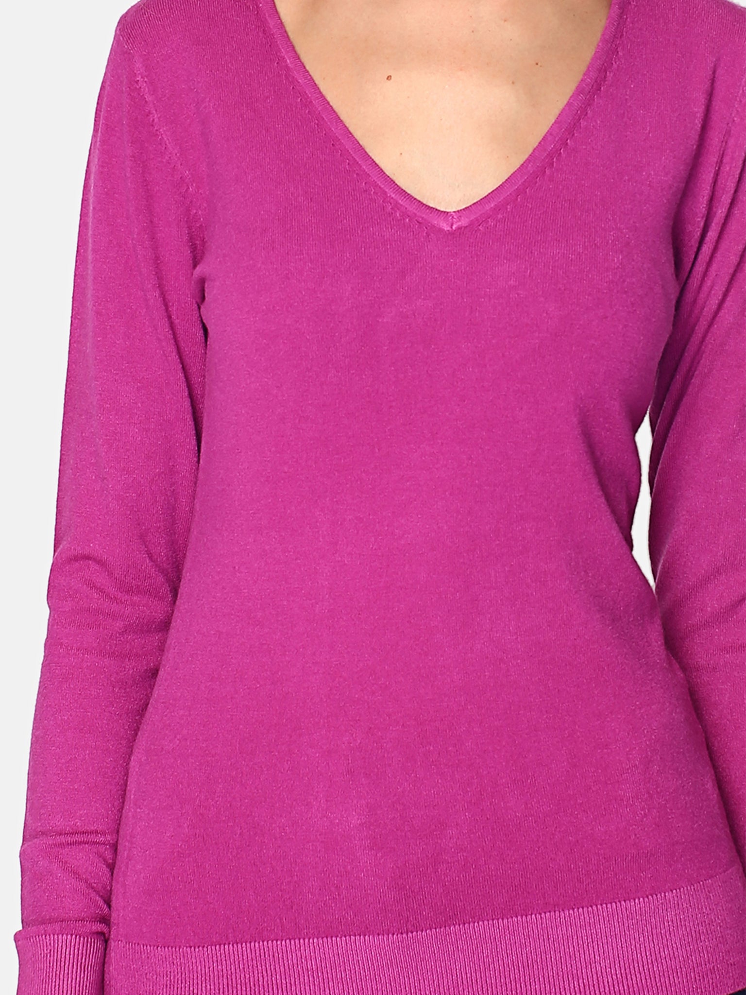 Maglia A Maniche Lunghe Con Scollo a V - Orchidea