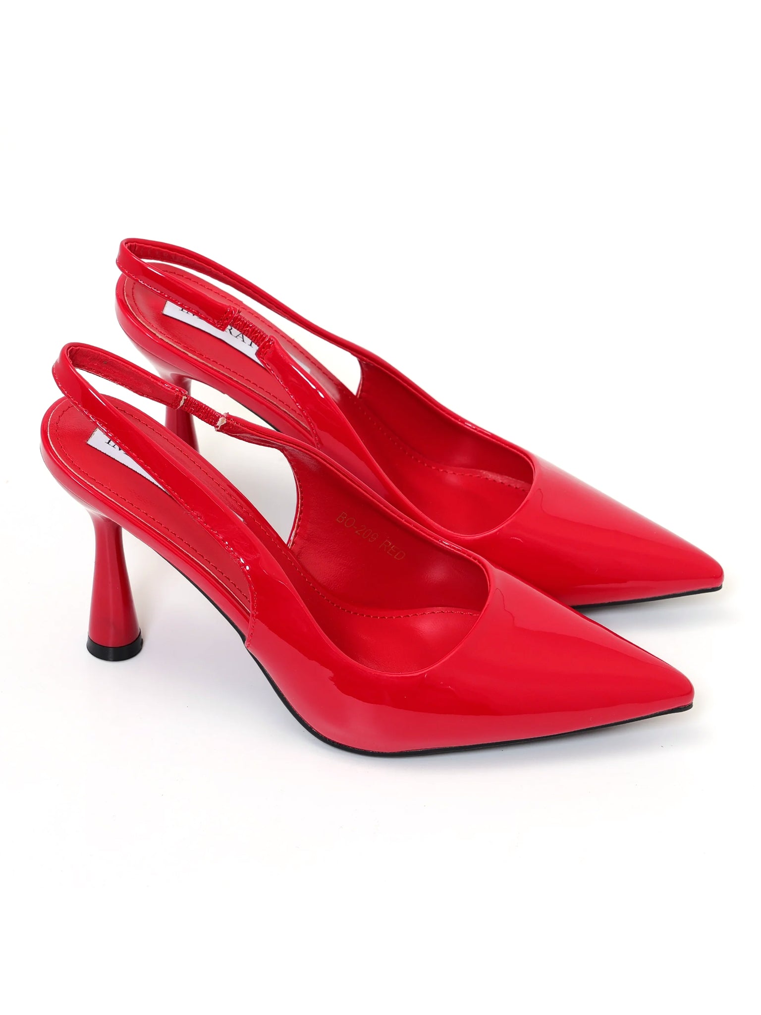 Dècolletè slingback in simil pelle verniciata con tacco a rocchetto tondo Rosso - Imperatrice