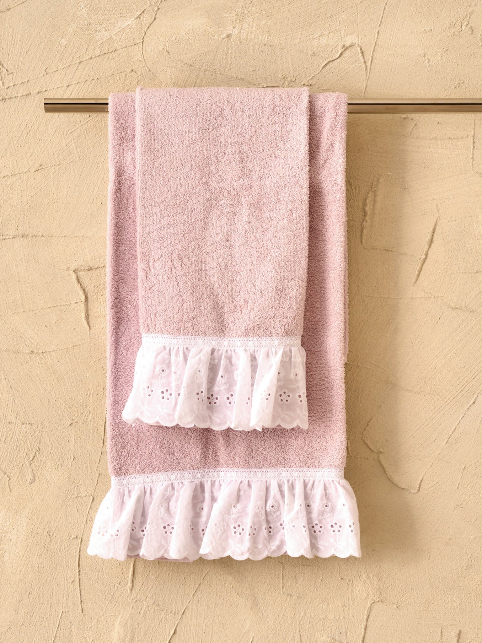 LOUVRE Set Spugna Viso + Ospite, Rosa