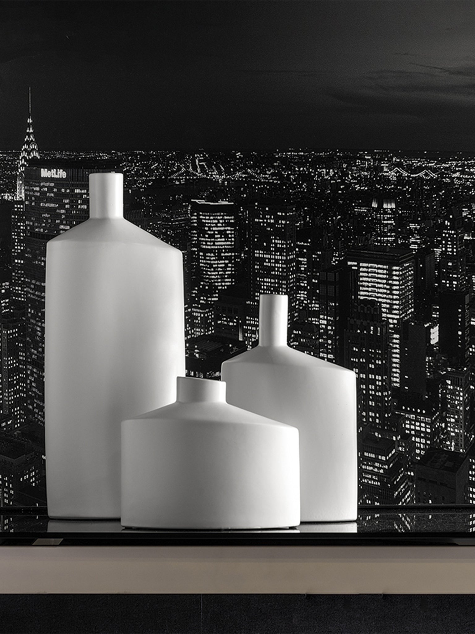 Vaso bottiglia Verga bianco 84802 cm 19x10x47