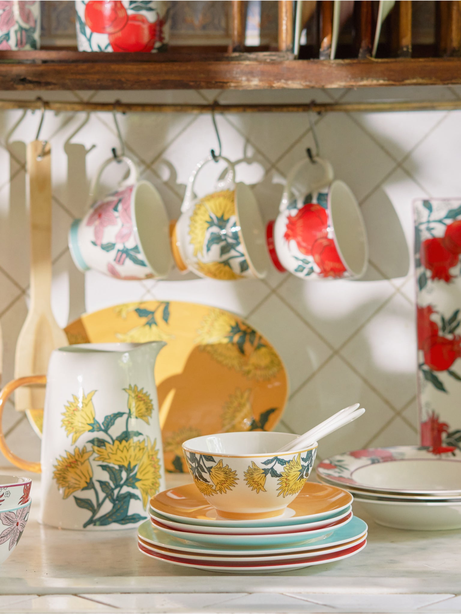 Tazza da colazione con piatto set 2 pezzi Alice azzurro 87889