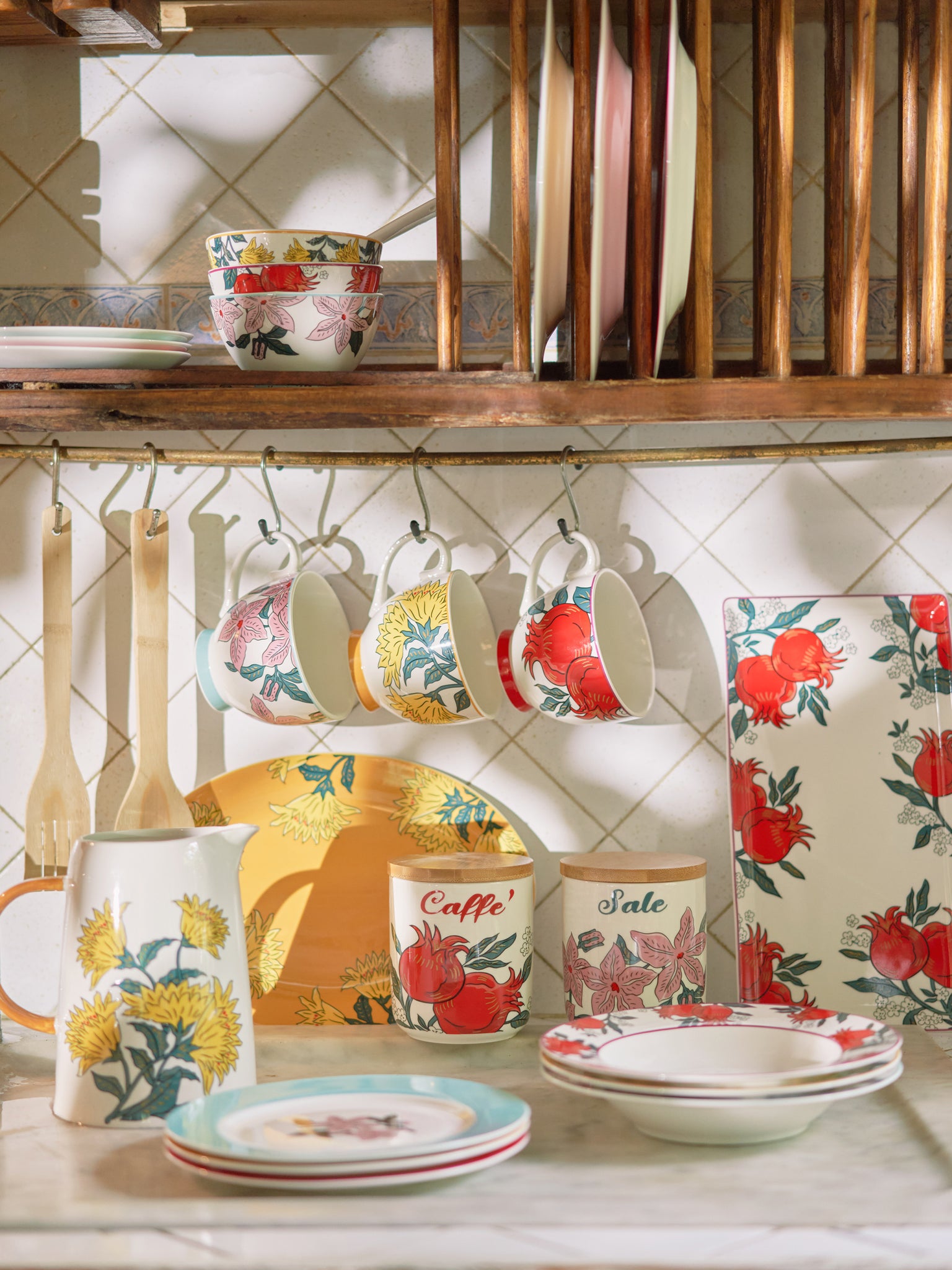 Tazza da colazione con piatto set 2 pezzi Alice azzurro 87889