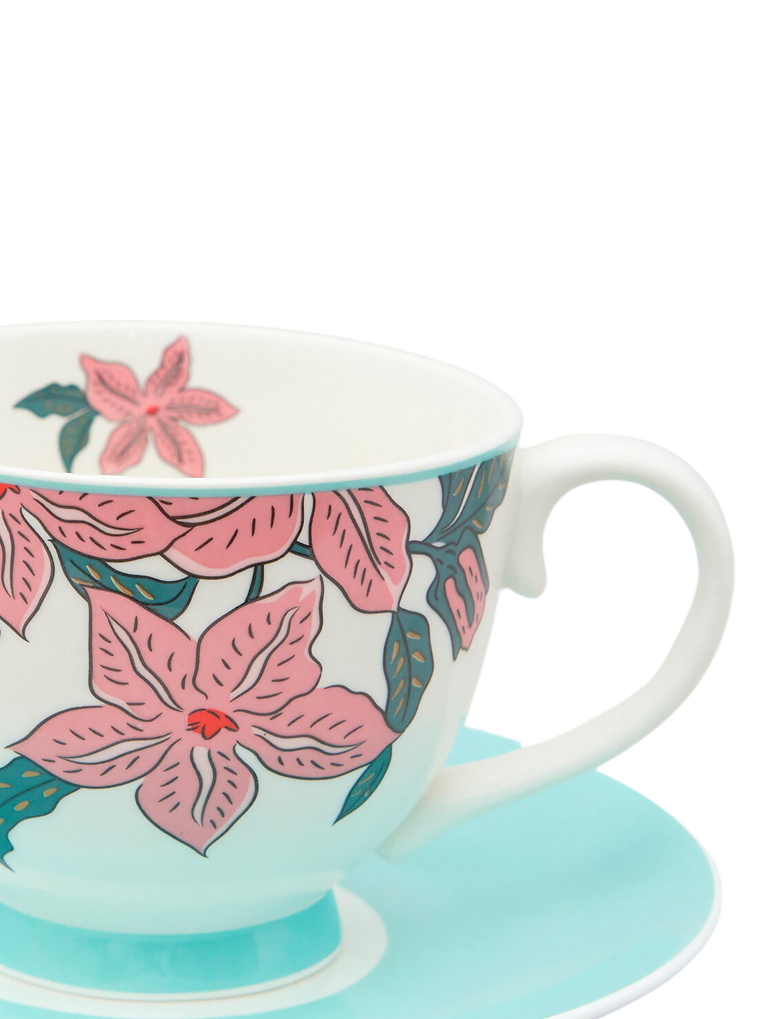 Tazza da colazione con piatto set 2 pezzi Alice azzurro 87889