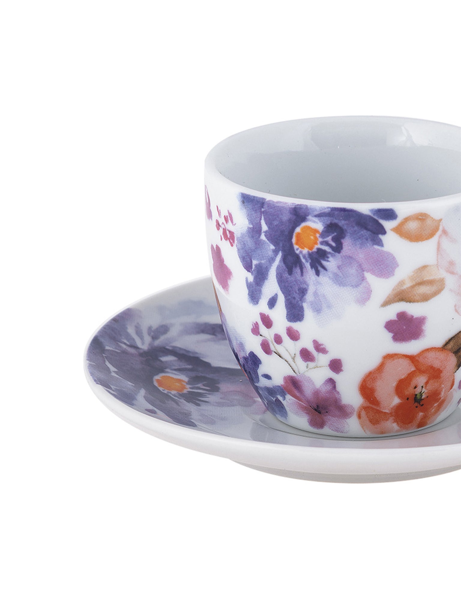 Tazza da caffè con piatto in porcellana set 6 pezzi Peonia 85410