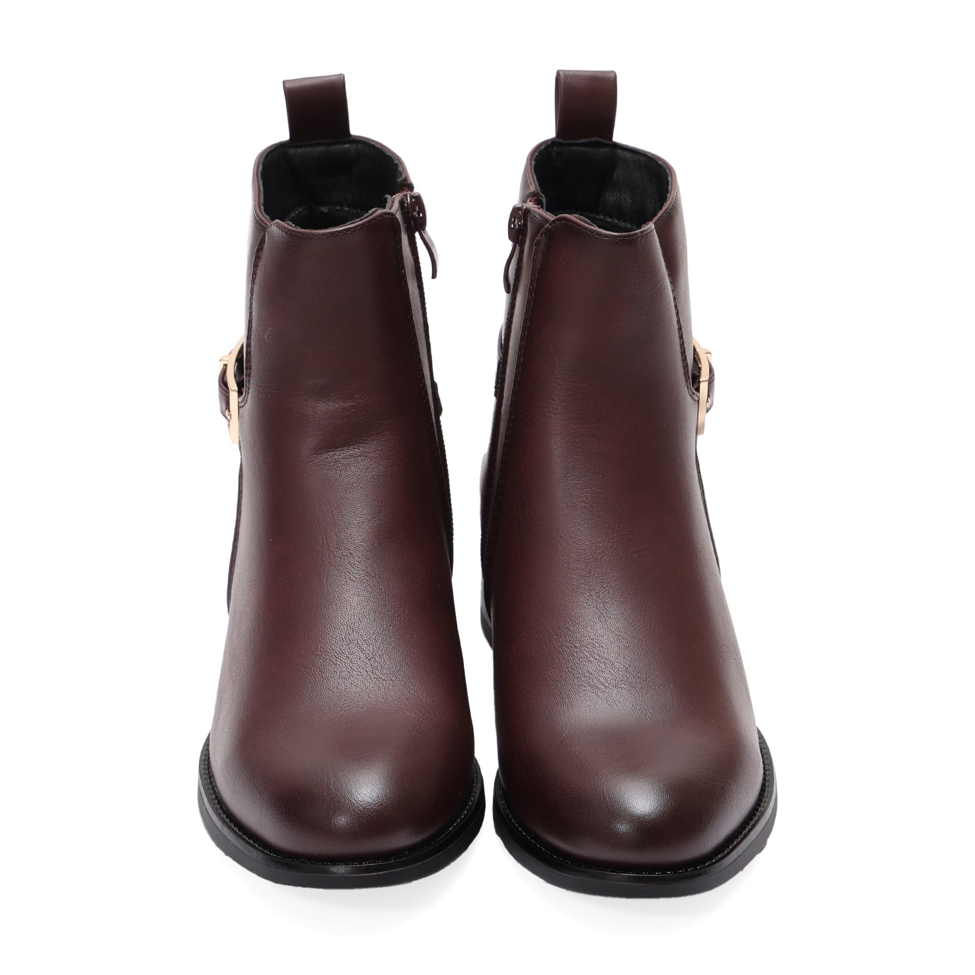 Stivaletti in simil pelle con fibbia dorata Bordeaux