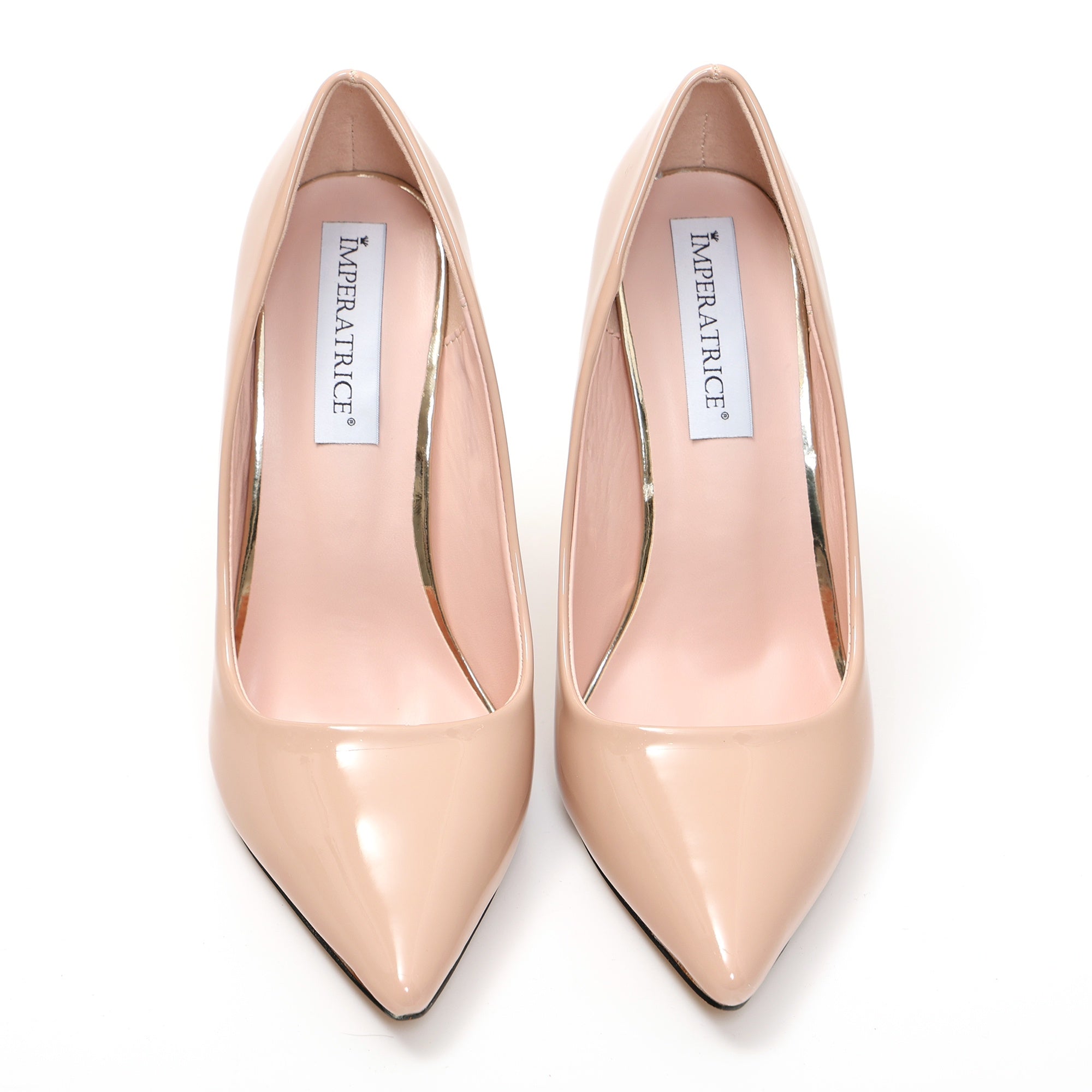 Dècolletè pumps in simil pelle verniciata con tacco a spillo Beige