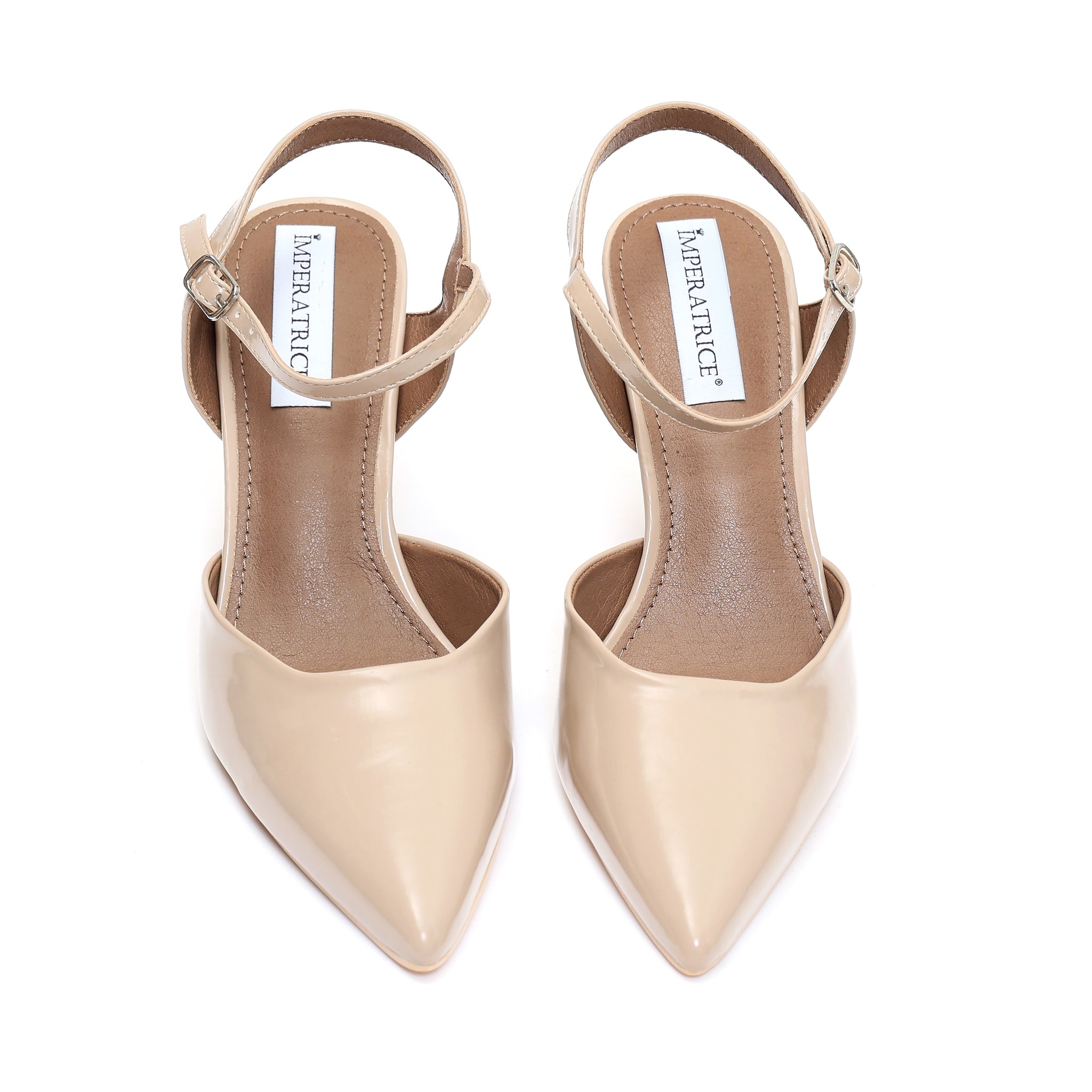Sandali in simil pelle verniciata con tacco Beige