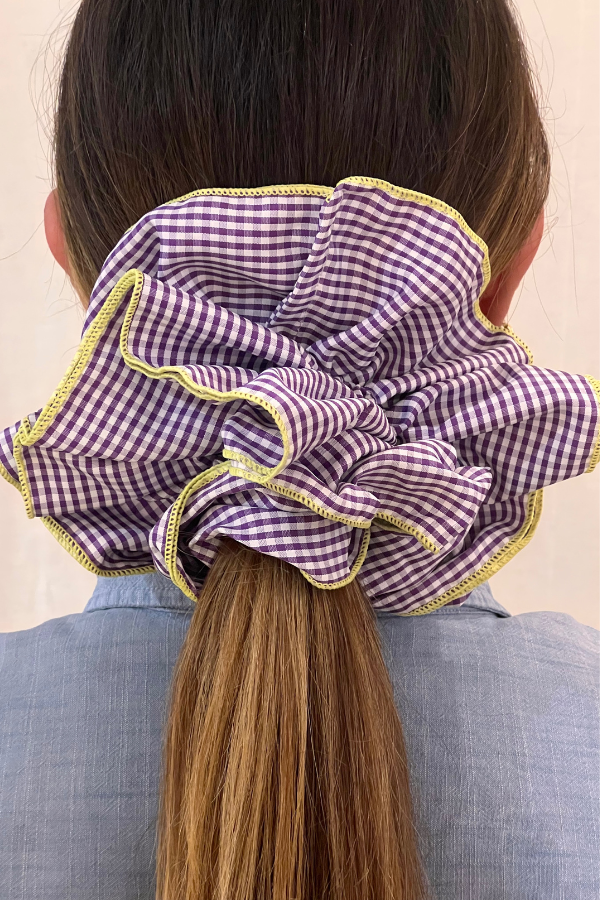 Scrunchie Oversize In Cotone, Vichy Purple