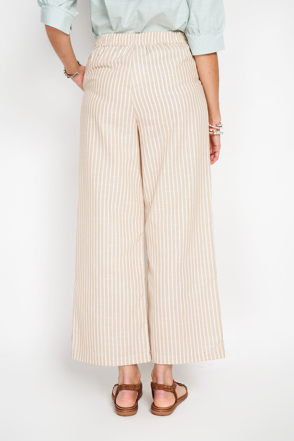 Pantaloni a righe a vita alta con coulisse e tasche Talpa