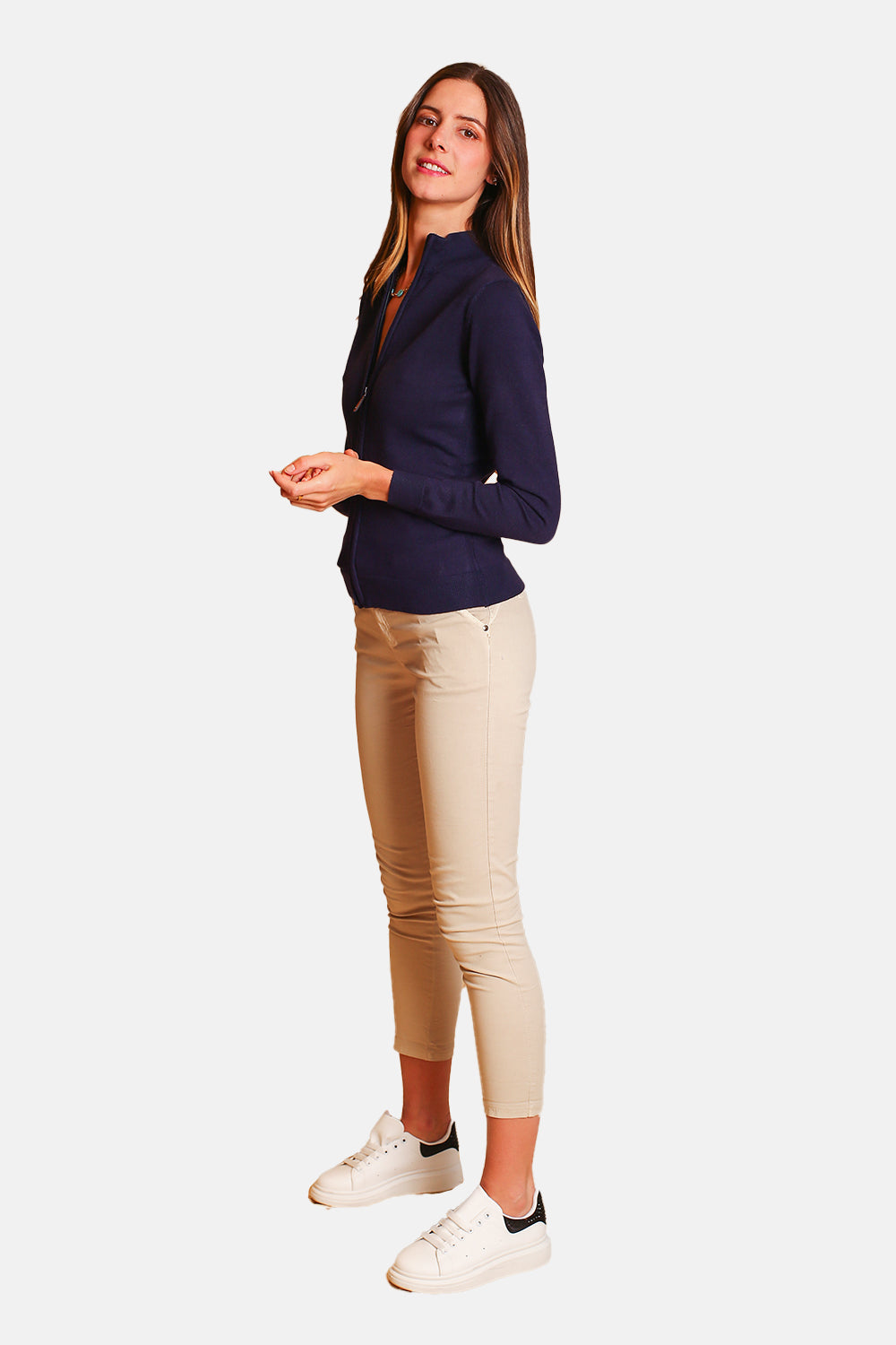 Zipped vest with long sleeves Blue Navy