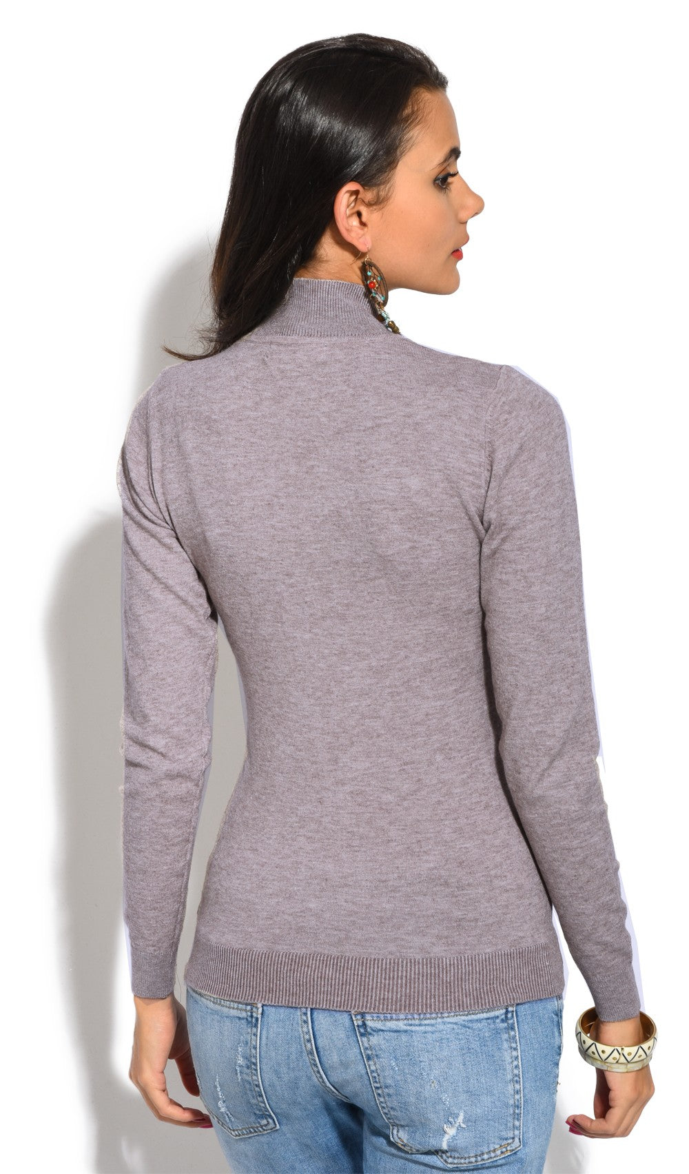 Classico maglione dolcevita in maglia a 3 strati con maniche lunghe Flanella