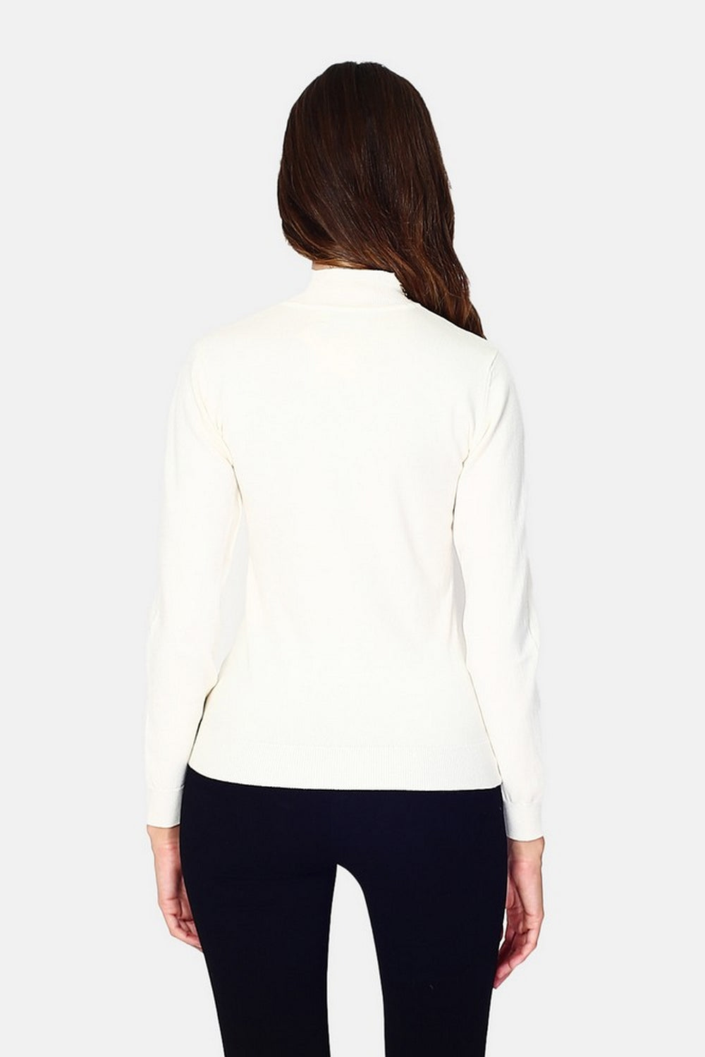 Classico maglione dolcevita in maglia a 3 strati con maniche lunghe Naturale