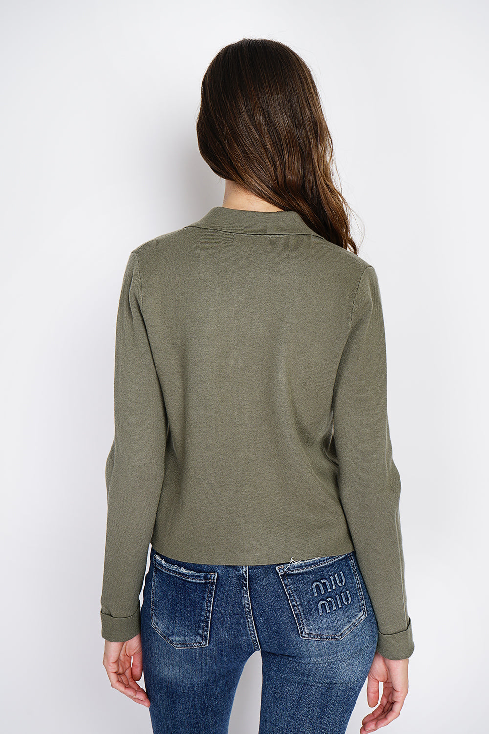 Elegante gilet abbottonato, tasche con patta e maniche lunghe Cachi