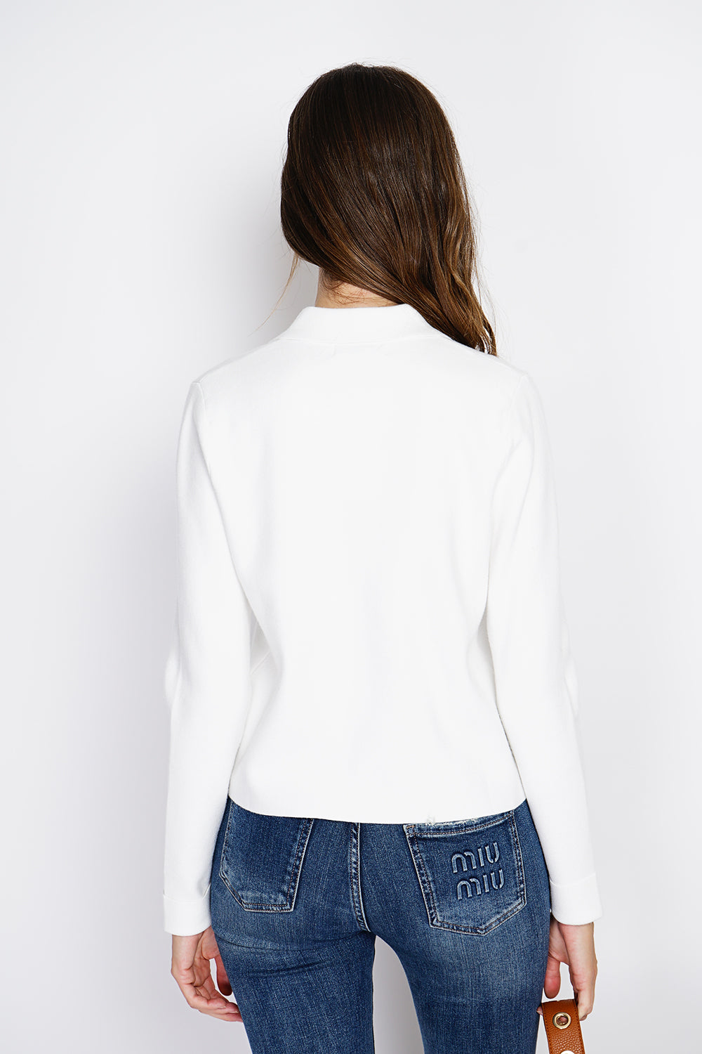 Elegante gilet abbottonato, tasche con patta e maniche lunghe Naturale