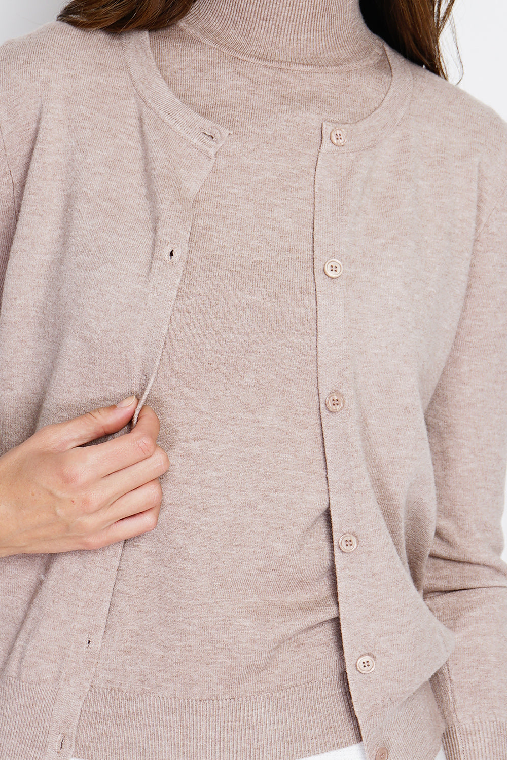 Classico dolcevita in maglia a 3 strati con maniche lunghe Deserto