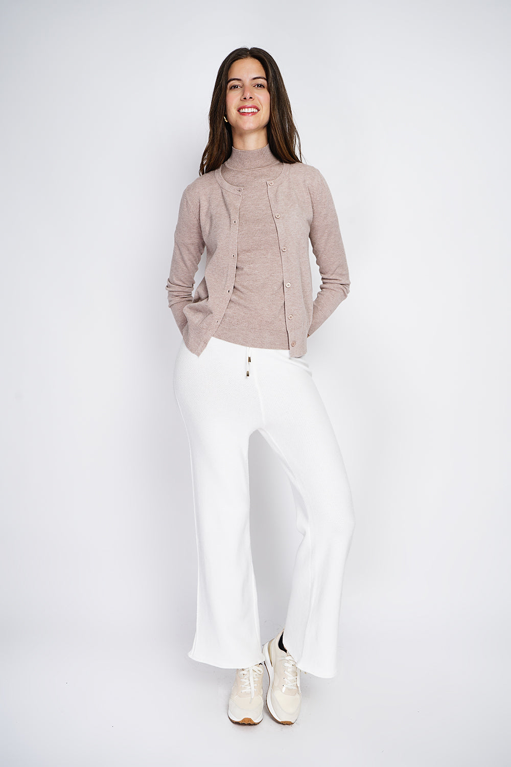 Classico dolcevita in maglia a 3 strati con maniche lunghe Deserto