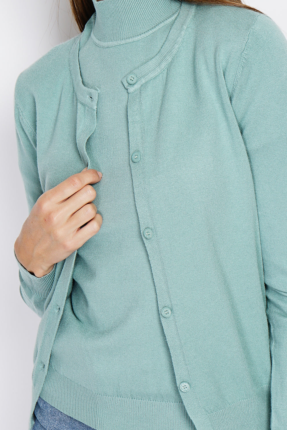 Classico dolcevita in maglia a 3 strati con maniche lunghe Giada