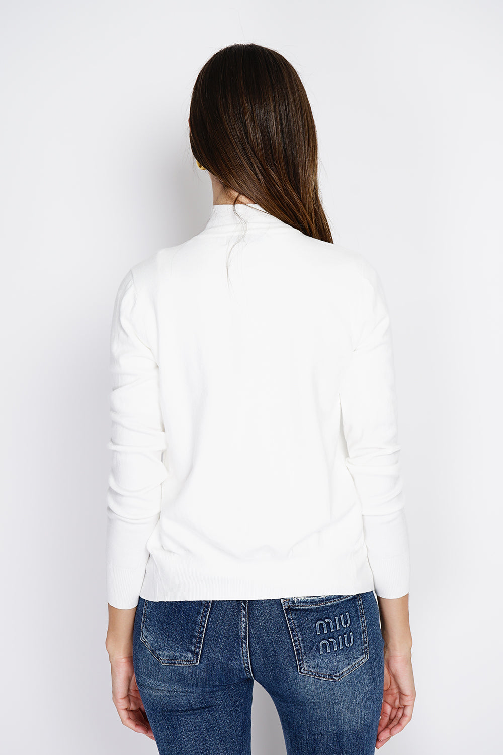 Classico dolcevita in maglia a 3 strati con maniche lunghe Naturale