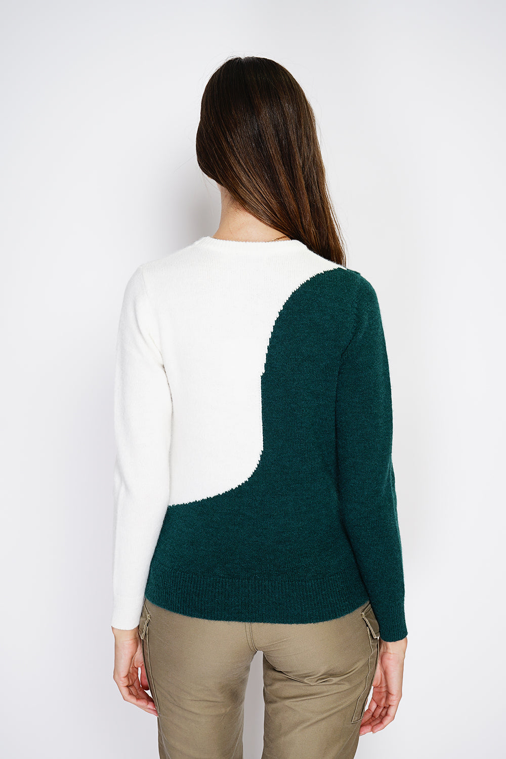 Maglione girocollo bicolore con maniche lunghe - Amazon Green