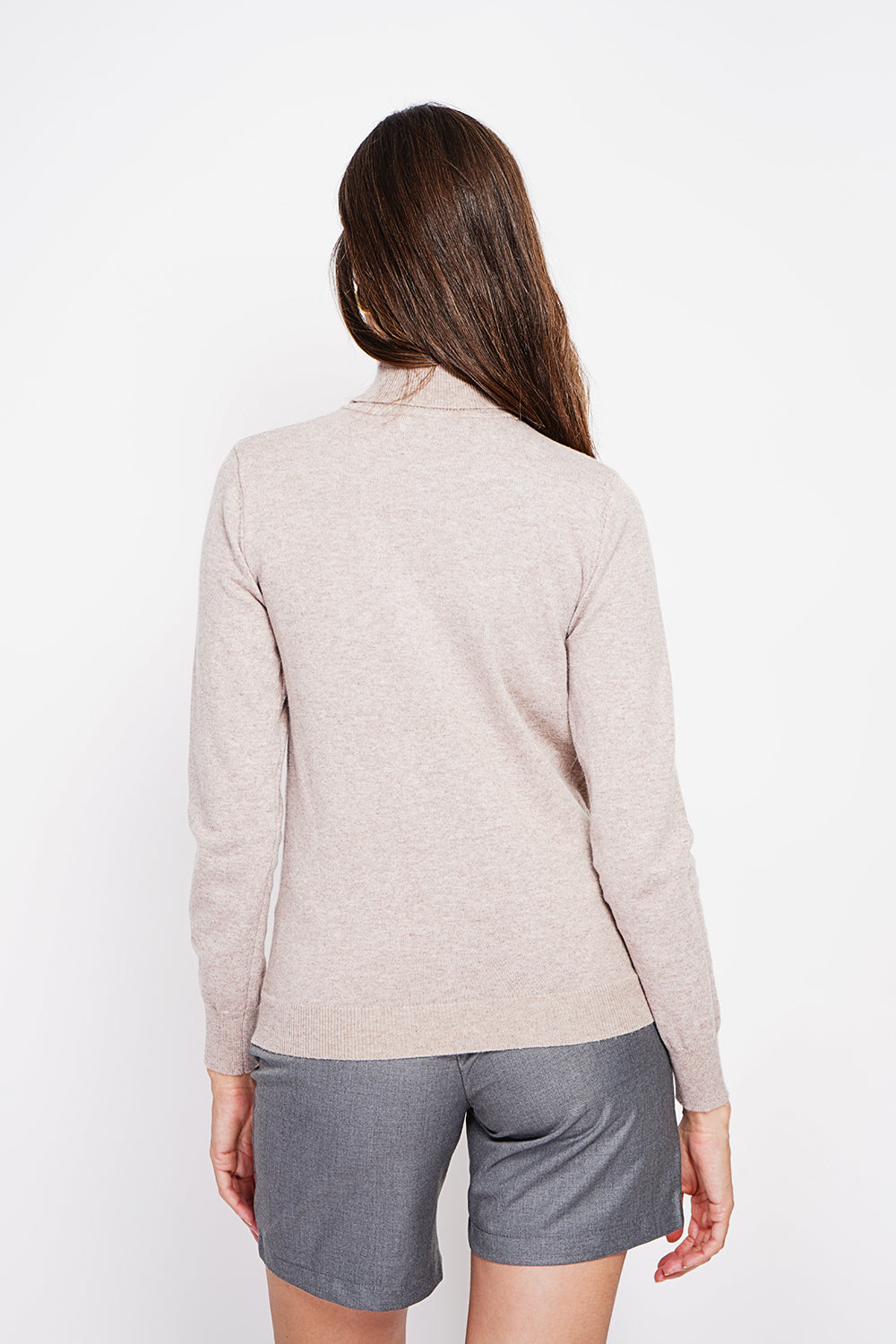 Classico maglione dolcevita in maglia a 2 strati con maniche lunghe Deserto