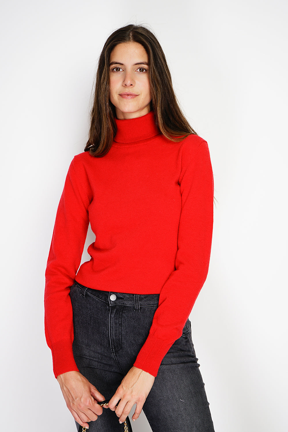 Maglione classico a collo alto, lavorato a maglia con filato a 2 capi, con maniche lunghe - Ermete