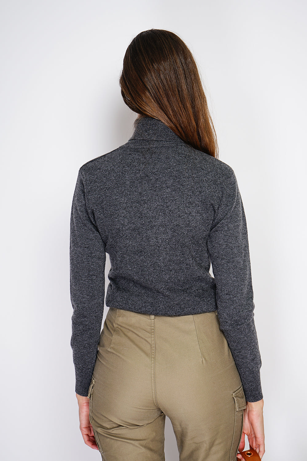 Classico maglione dolcevita in maglia a 2 strati con maniche lunghe Lupo