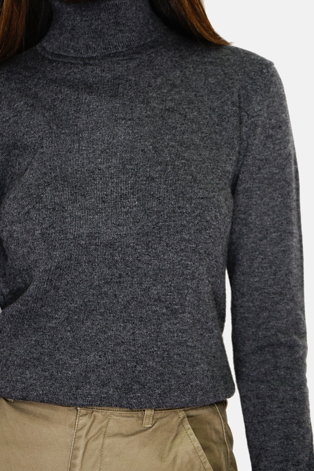 Classico maglione dolcevita in maglia a 2 strati con maniche lunghe Lupo