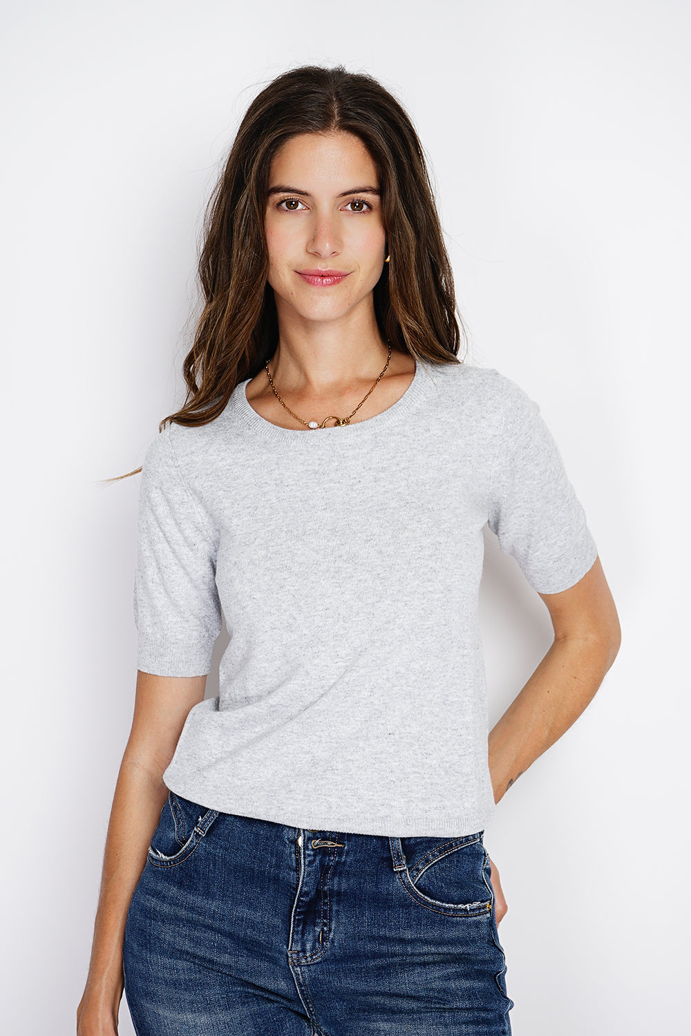 Completo classico con scollo rotondo in maglia a 2 strati e maniche lunghe Glassato